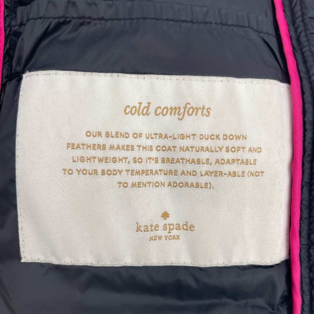 Kate Spade Quilted Down Puffer Full Zip Lightweight Hooded Jacket Black Small P - Picture 15 of 17